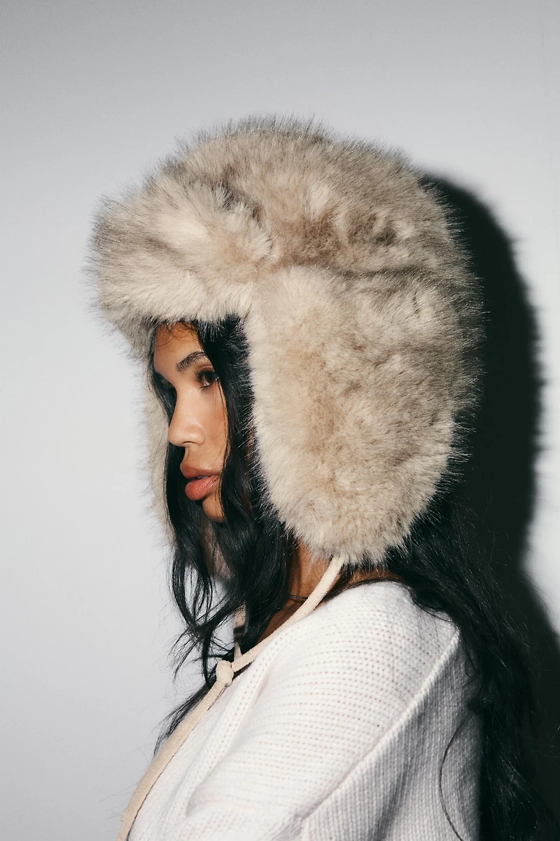 FAUX FUR AVIATOR HAT