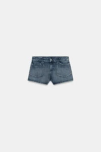 STUDDED TRF DENIM SHORTS