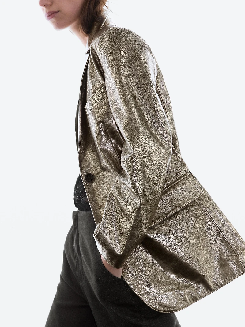 Metallic nappa leather blazer