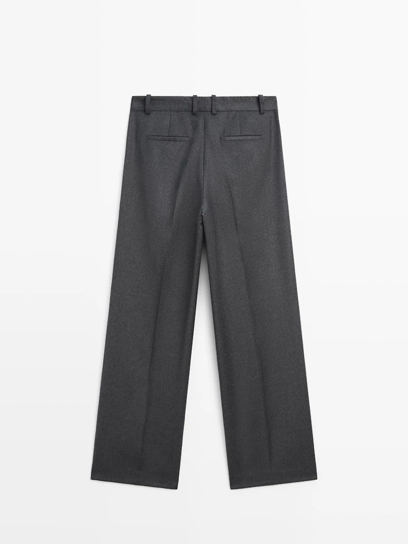 100% wool flannel suit trousers