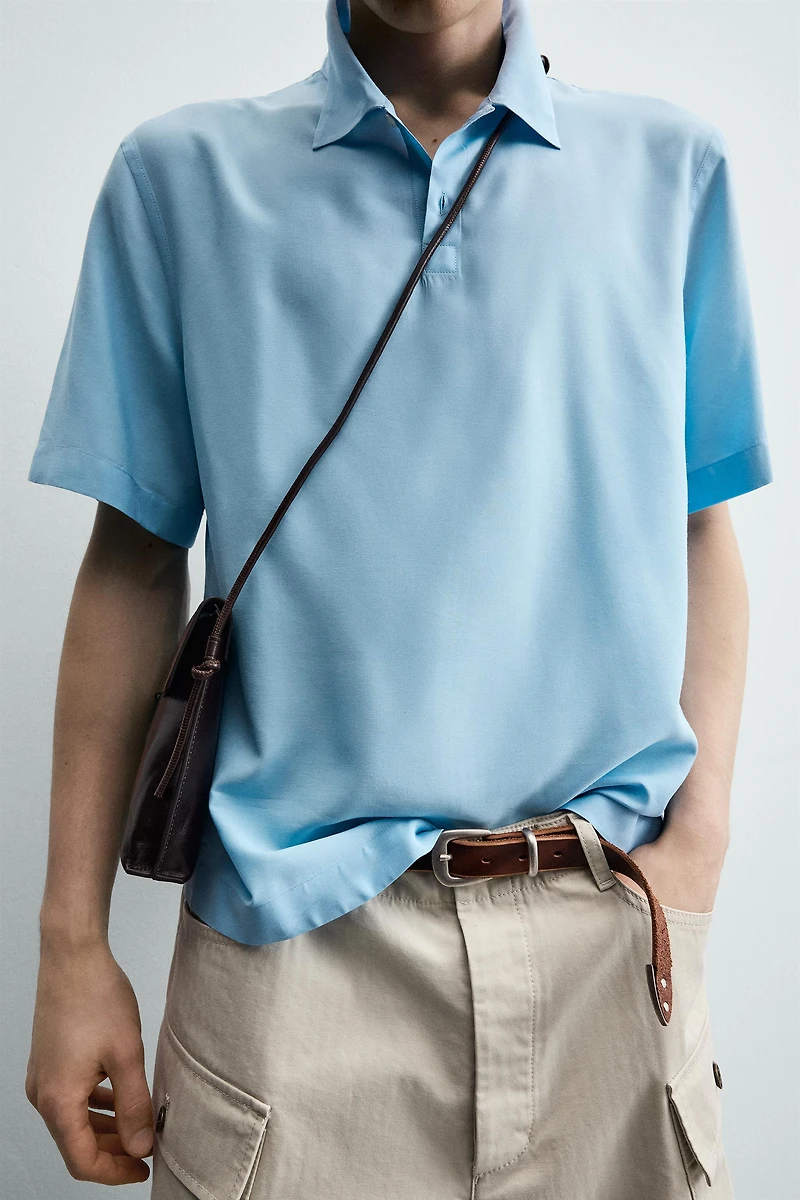 FLOWY VISCOSE BLEND POLO SHIRT