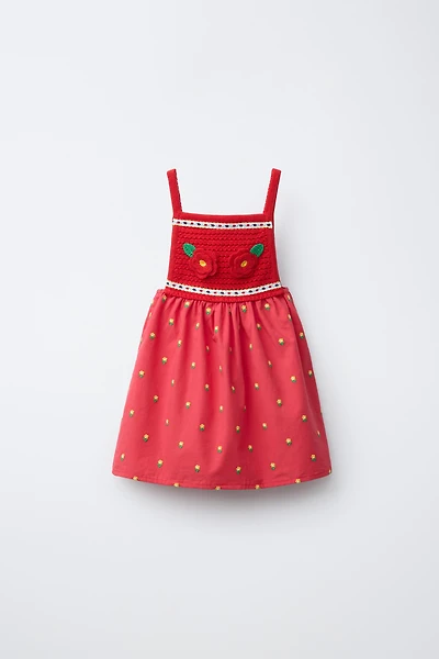 CASA LAWA X ZARA KIDS EMBROIDERED FLORAL COMBINED DRESS