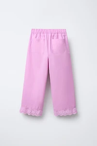 LACE HEM STRAIGHT LEG PANTS