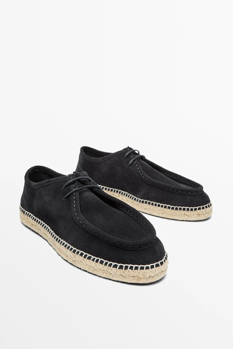 Chaussure jute ganse croûte de cuir