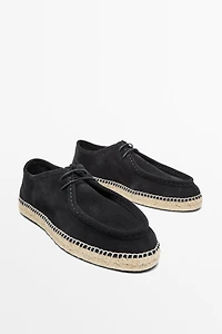 Chaussure jute ganse croûte de cuir