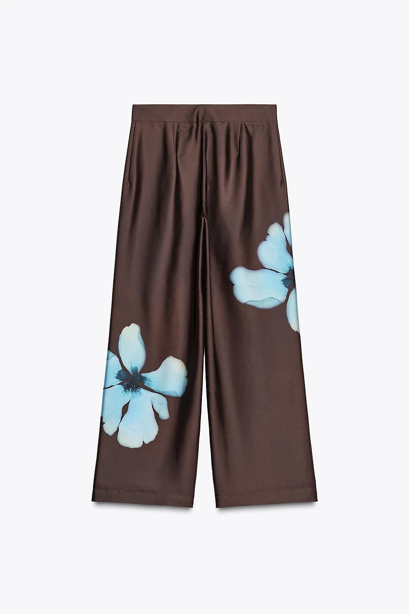 FLORAL PRINT SATIN PANTS