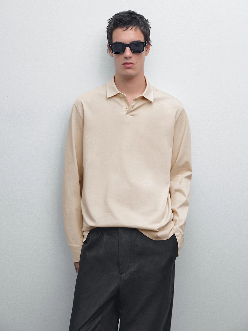 100% cotton distressed-effect polo shirt