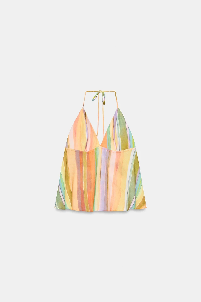 STRIPED HALTER TOP