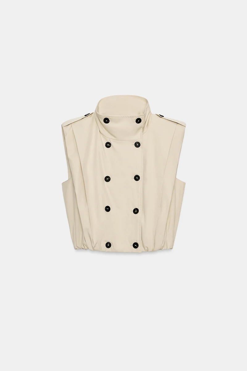 PLEATED BUTTON-UP VEST