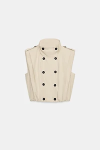 PLEATED BUTTON-UP VEST