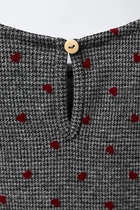 HOUNDSTOOTH FLOCKED HEART DRESS