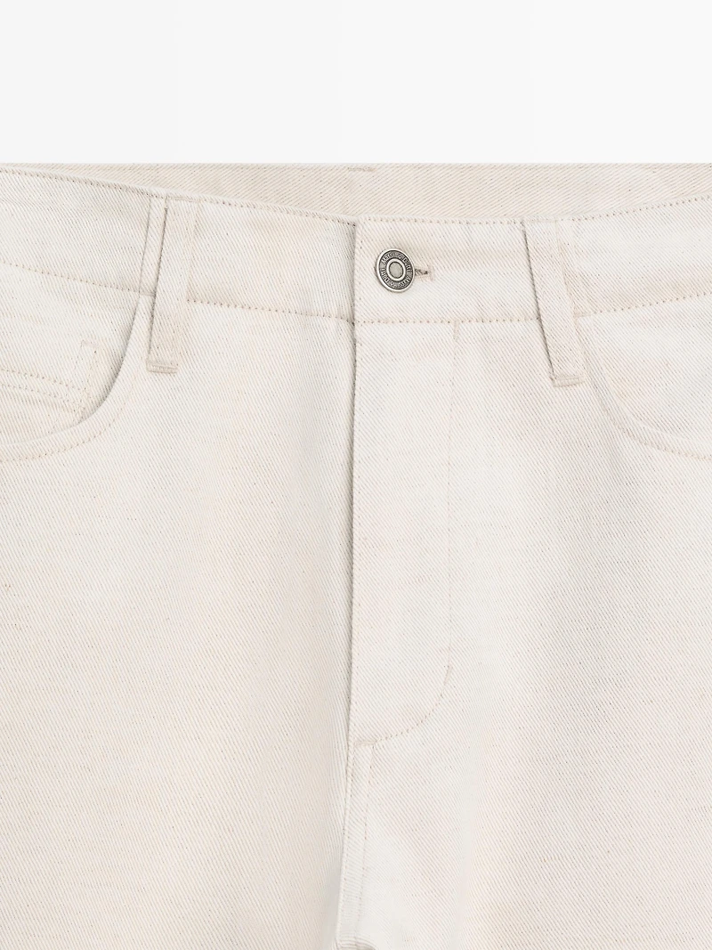 Cotton and linen five-pocket trousers
