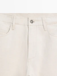 Cotton and linen five-pocket trousers