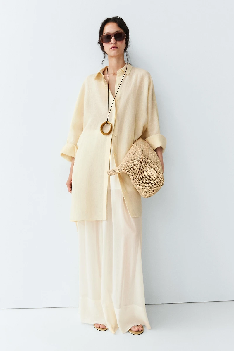 100% linen short shirt dress