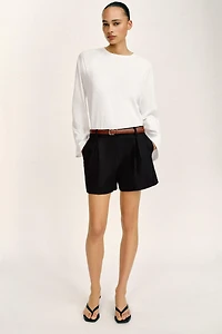 BELTED PLEATED SHORTS