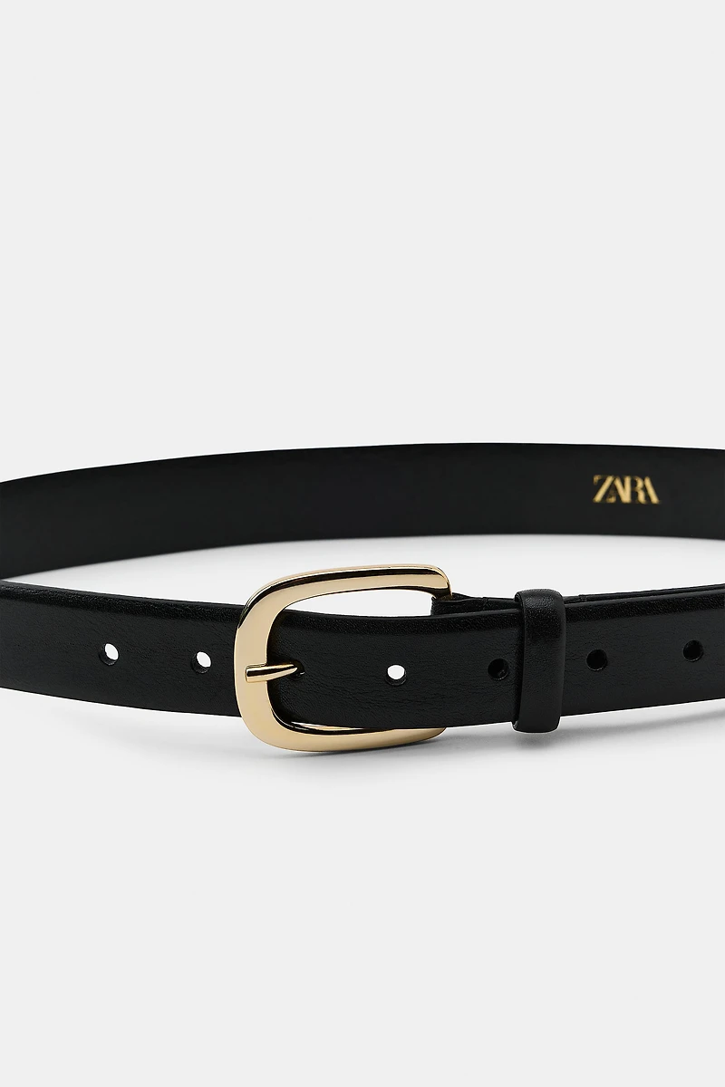 100% LEATHER BELT WITH SQUARE BUCKLE