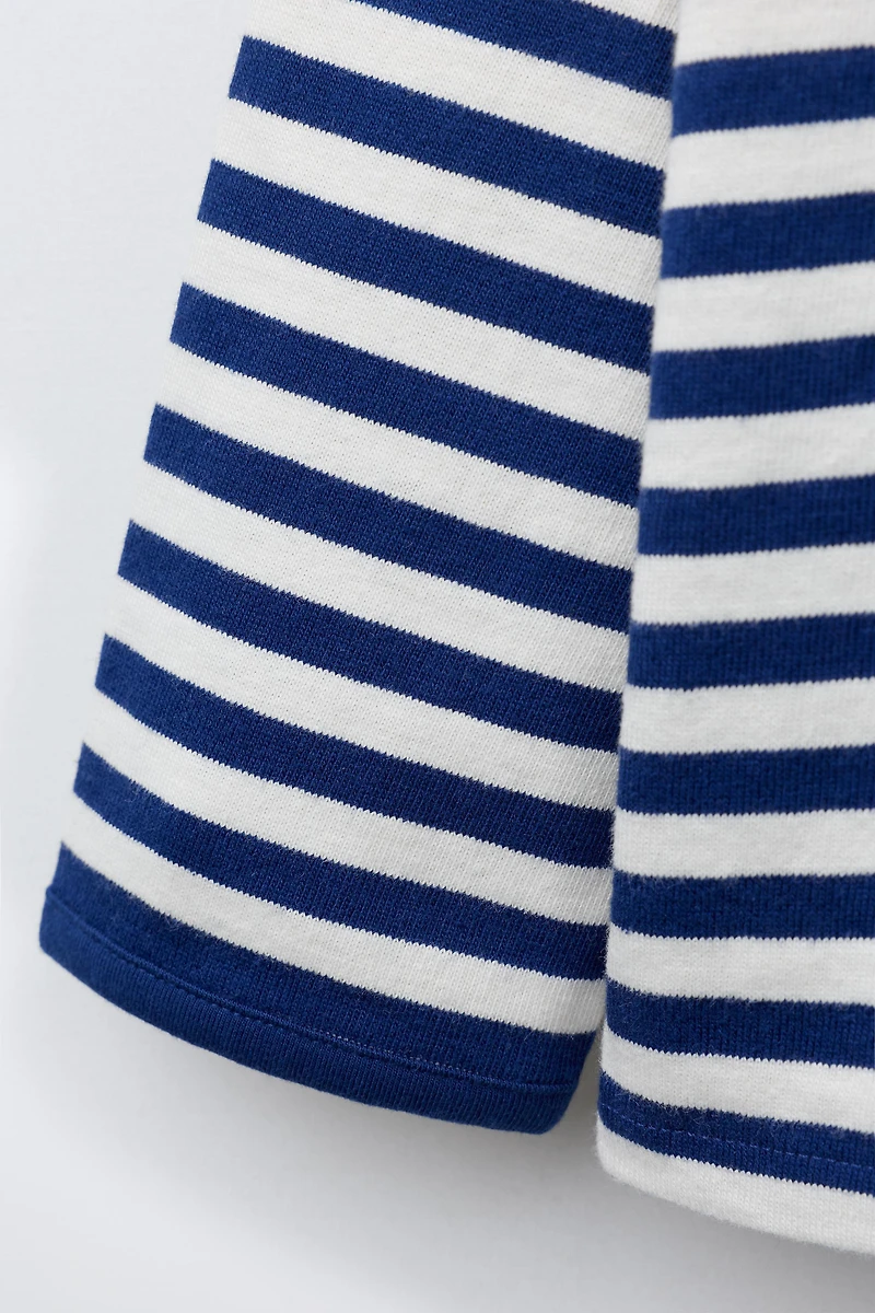 HEAVY WEIGHT WOVEN STRIPE HEART PATCH T-SHIRT