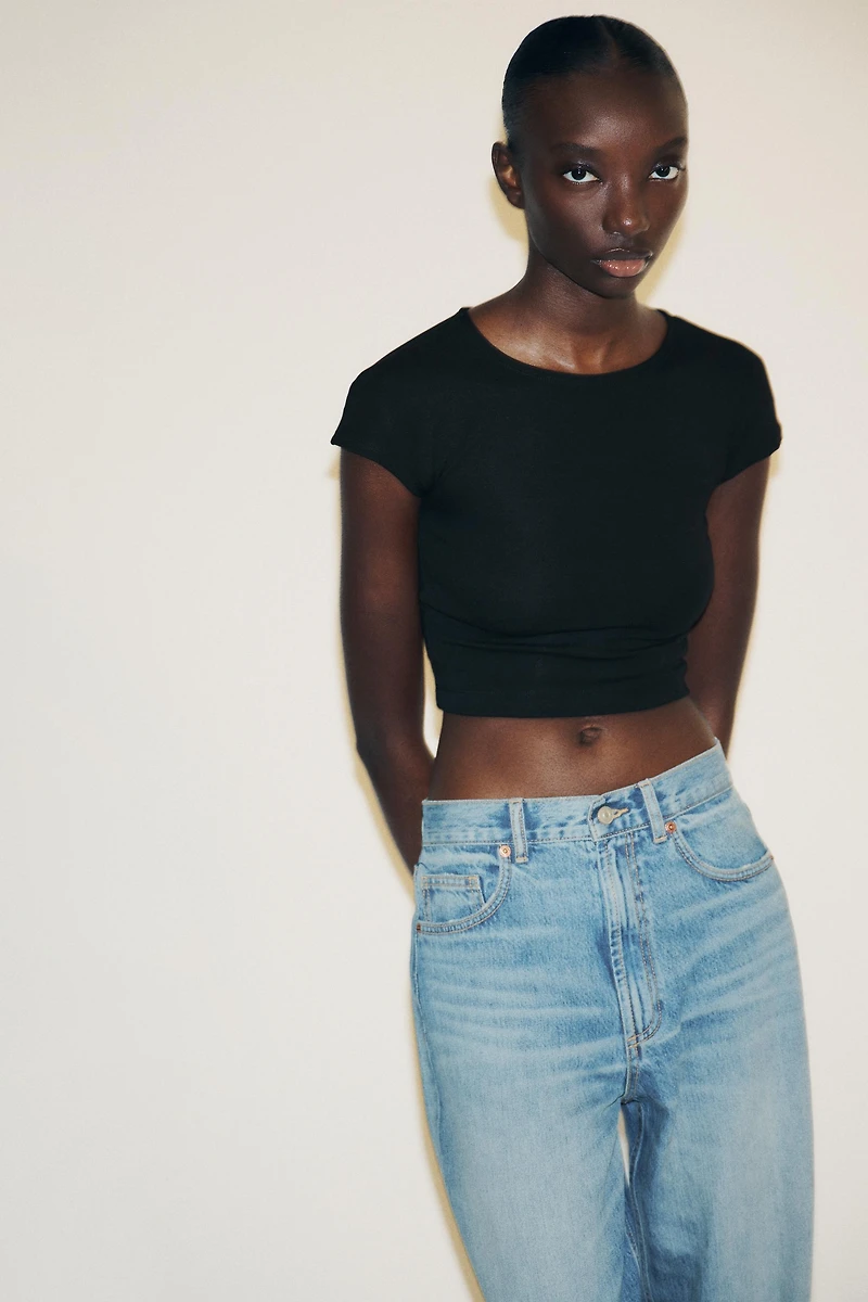 COTTON MODAL CROP T-SHIRT