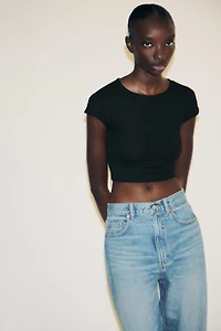 COTTON MODAL CROP T-SHIRT