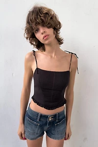 POPLIN CORSET CROP TOP