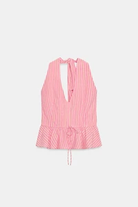 STRIPED PEPLUM TOP