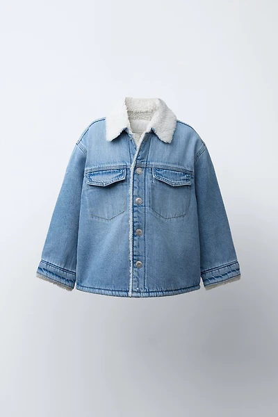 SURCHEMISE EN DENIM IMITATION PEAU DE MOUTON