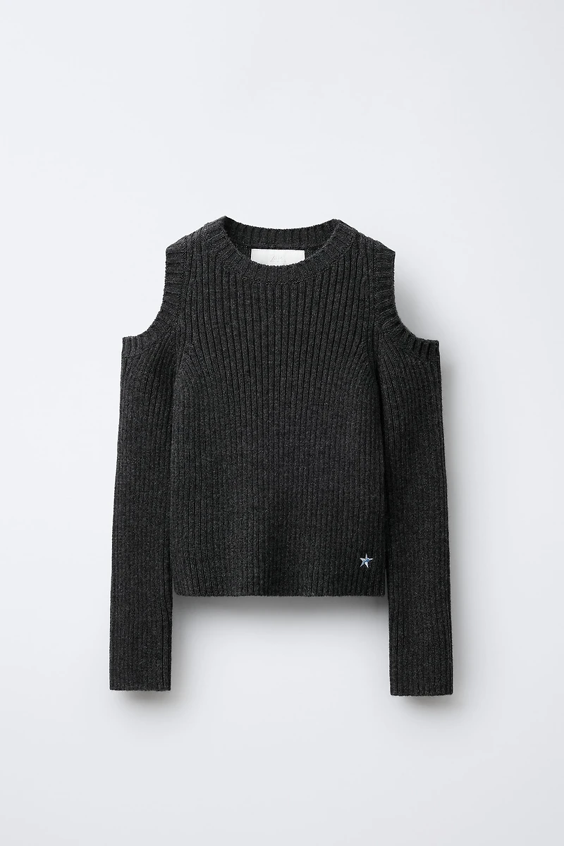 KNIT JUMPER WITH CUT-OUT AND EMBROIDERED STAR