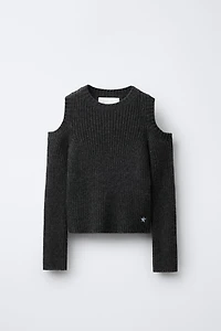 KNIT JUMPER WITH CUT-OUT AND EMBROIDERED STAR