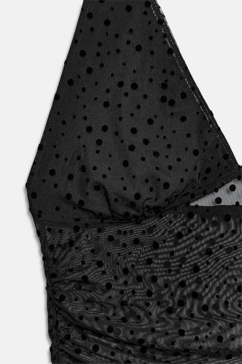 DOTTED MESH HALTER TOP