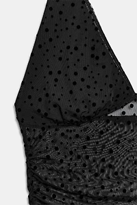 DOTTED MESH HALTER TOP