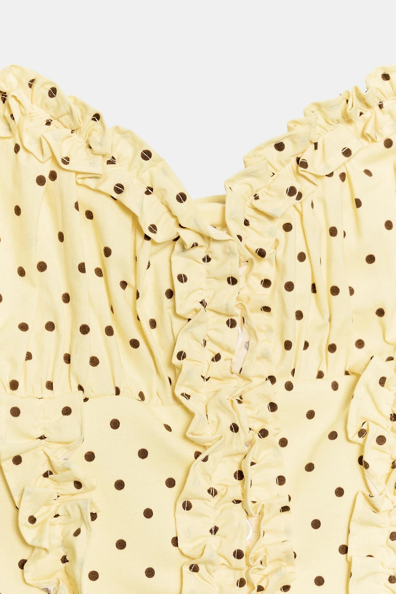 POLKA DOT RUFFLED POPLIN TOP
