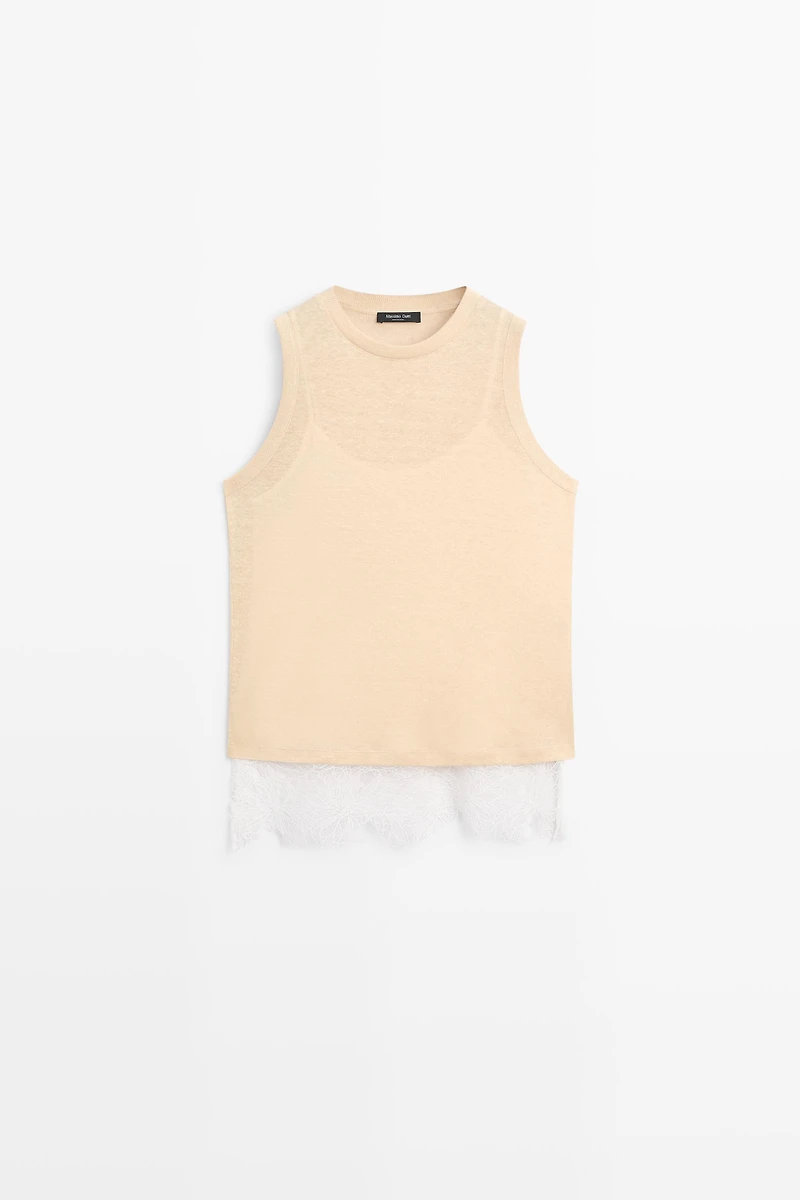 Sleeveless top with lace detail