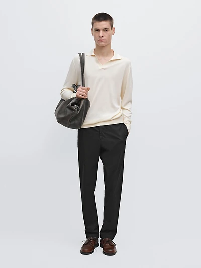 Slim fit textured trousers