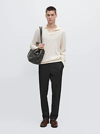 Slim fit textured trousers