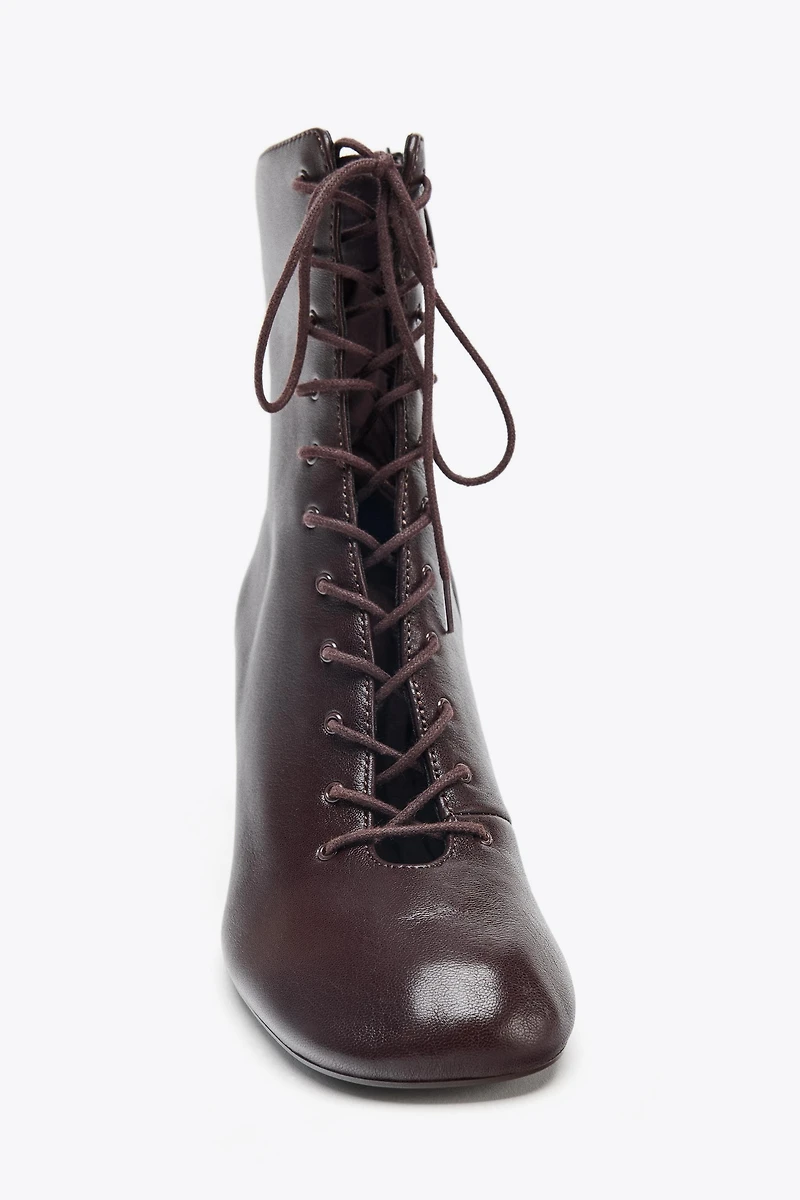 LEATHER KITTEN ANKLE BOOTS
