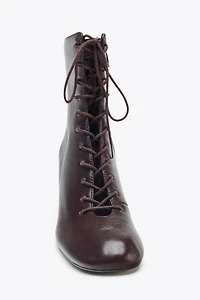LEATHER KITTEN ANKLE BOOTS