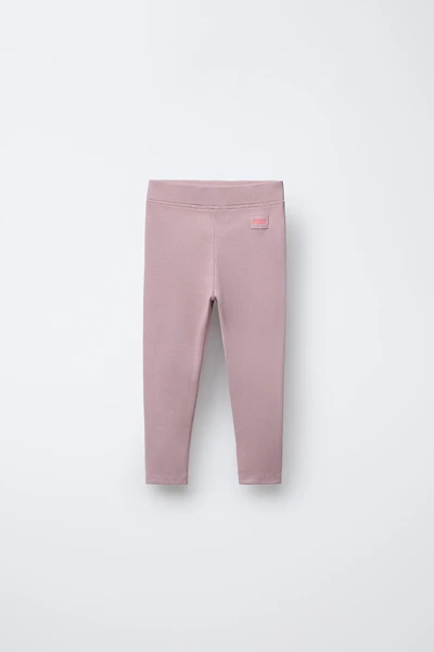 LABEL DETAIL RIBBED LEGGINGS