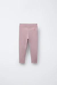 LABEL DETAIL RIBBED LEGGINGS