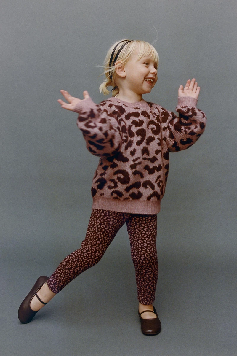 KNIT ANIMAL PRINT LEGGINGS