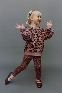 KNIT ANIMAL PRINT LEGGINGS