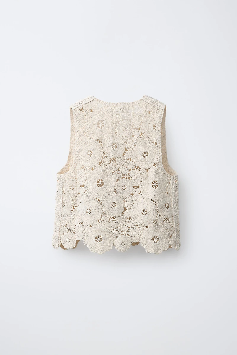 BEADED CROCHET KNIT VEST