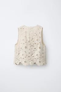 BEADED CROCHET KNIT VEST