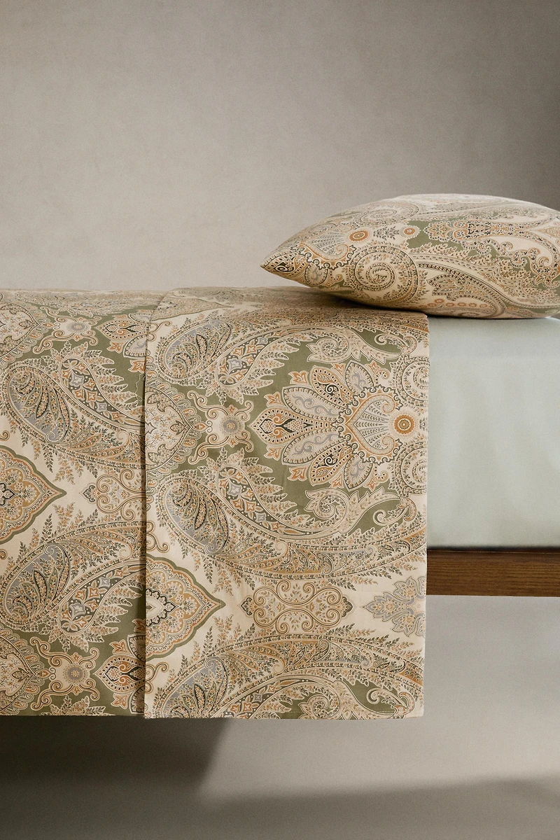 PAISLEY SATEEN COTTON FLAT SHEET (300 THREAD COUNT)