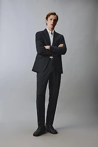 100% WOOL PLAID SUIT BLAZER