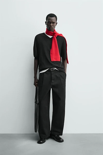 RELAXED BALLOON FIT PLEATED PANTS