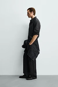 DENIM COTTON LINEN BLEND SHIRT