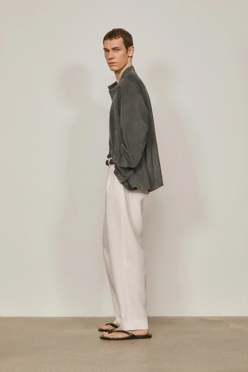 Suede leather overshirt with stand collar - LIMITED EDITION