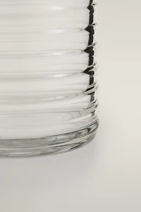GLASS PITCHER WITH RAISED LINES