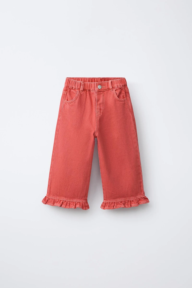 RUFFLED TWILL CULOTTES