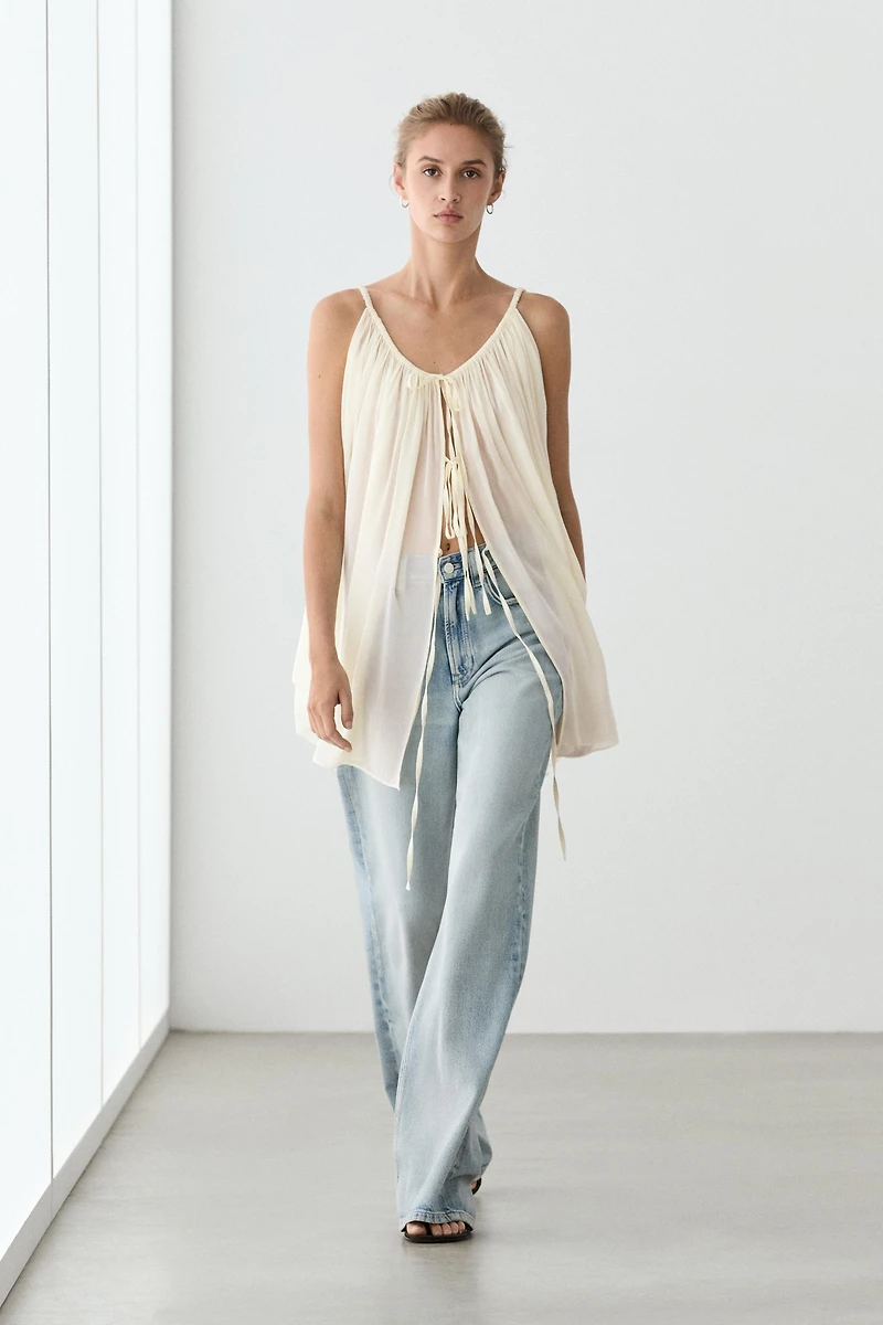 Cotton cupro blend camisole with bow details